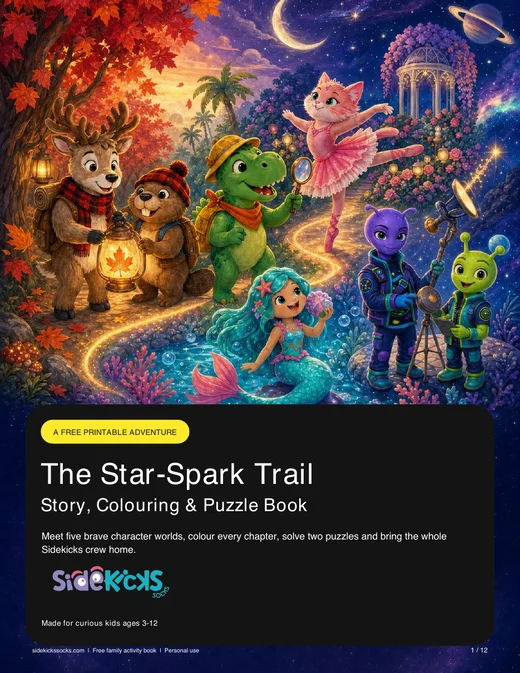 Cover of the free Sidekicks story and colouring book